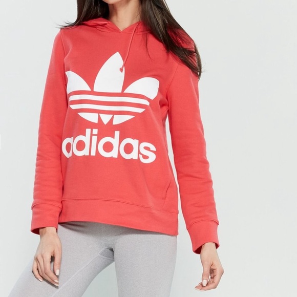 adidas core pink hoodie